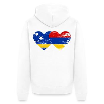 Curacao Armenia flag heart used - Unisex Premium Organic Zip Hoodie - white - Back - Thijin (182cm)