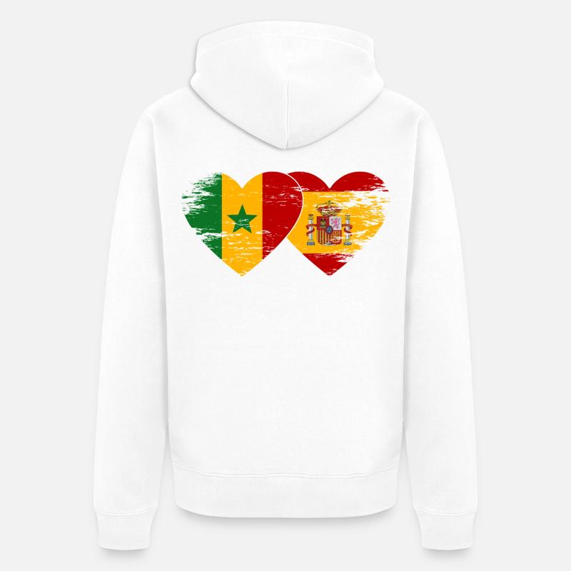 Senegal_Spanien_Flagge_Herz_used - Veste à capuche bio Premium Unisexe - blanc