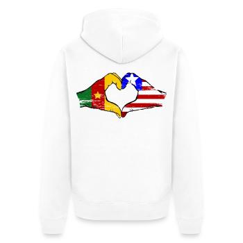 Cameroon Liberia Flag Heart used - Unisex Premium Organic Zip Hoodie - white - Back - Thijin (182cm)