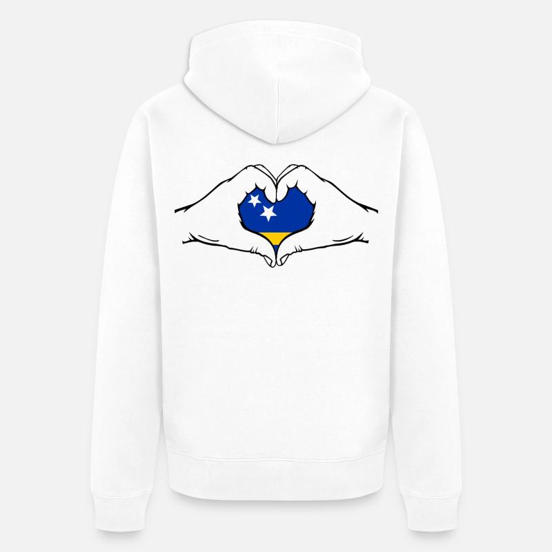 Curacao_Flagge_Hände_Herzform - Veste à capuche bio Premium Unisexe - blanc