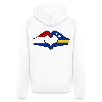 Holland Curacao flag hands heart shape used - Unisex Premium Organic Zip Hoodie - white - Back - Thijin (182cm)
