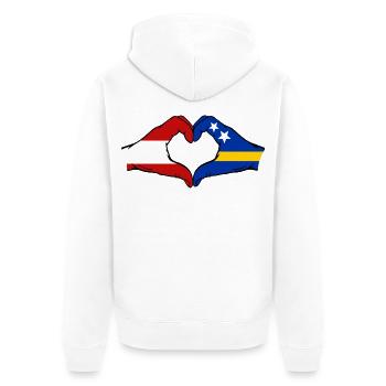 Österreich_Curaçao_Flagge_Haende_Herzform - Unisex Premium Organic Zip Hoodie - white - Back - Thijin (182cm)