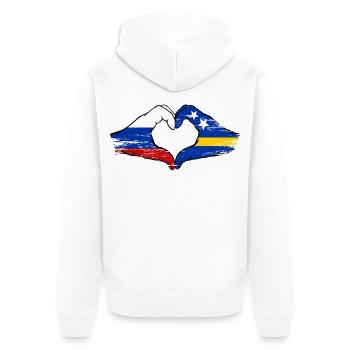 Russia Curacao flag hands heart shape used - Unisex Premium Organic Zip Hoodie - white - Back - Thijin (182cm)