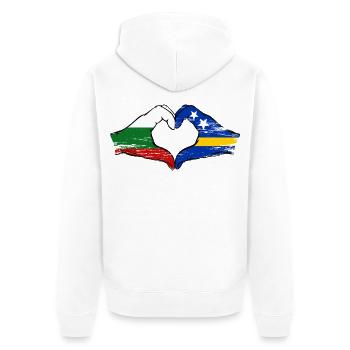 Bulgaria Curacao flag hands heart shape used - Unisex Premium Organic Zip Hoodie - white - Back - Thijin (182cm)