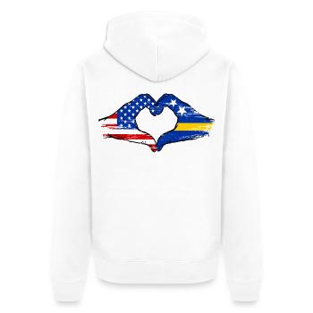 USA Curacao flag hands heart shape used - Unisex Premium Organic Zip Hoodie - white - Back - Thijin (182cm)