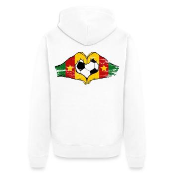 Cameroon Flag Hands Heart Shape Used - Unisex Premium Organic Zip Hoodie - white - Back - Thijin (182cm)