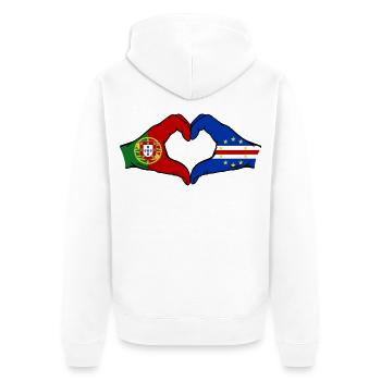 Portugal Cap Verde Flagge Hände Herzform - Unisex Premium Bio Zip Hoodie - Weiß - Hinten - Thijin (182cm)