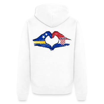 Curacao Croatia flag hands heart shape used - Unisex Premium Organic Zip Hoodie - white - Back - Thijin (182cm)