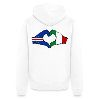 Kap Verde Italien Flagge Hände Herzform - Unisex Premium Bio Zip Hoodie - Weiß - Hinten - Thijin (182cm)