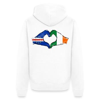Kap Verde Irland Flagge Hände Herzform used - Unisex Premium Bio Zip Hoodie - Weiß - Hinten - Thijin (182cm)