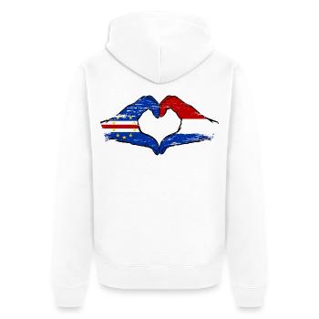 Cape Verde Holland flag hands heart shape used - Unisex Premium Organic Zip Hoodie - white - Back - Thijin (182cm)