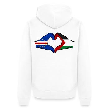 Kap Verde Palaestina Flagge Hände Herzform - Unisex Premium Bio Zip Hoodie - Weiß - Hinten - Thijin (182cm)