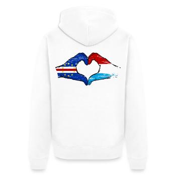 Mains du drapeau luxembourgeois du Cap-Vert utilisées - Veste à capuche bio Premium Unisexe - blanc - Dos - Thijin (182cm)
