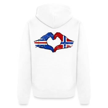 Kap Verde Norwegen Flagge Hände Herzform used - Unisex Premium Bio Zip Hoodie - Weiß - Hinten - Thijin (182cm)