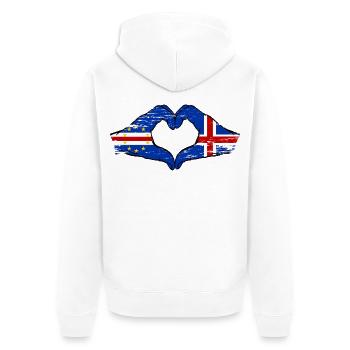 Kap Verde Island Flagge Hände Herzform used - Unisex Premium Bio Zip Hoodie - Weiß - Hinten - Thijin (182cm)