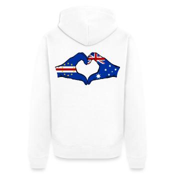 Cape Verde Australia Flag Hands Heart Shape - Unisex Premium Organic Zip Hoodie - white - Back - Thijin (182cm)