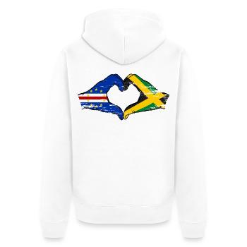 Mains du drapeau du Cap-Vert Jamaïque en forme de cœur utilisées - Veste à capuche bio Premium Unisexe - blanc - Dos - Thijin (182cm)