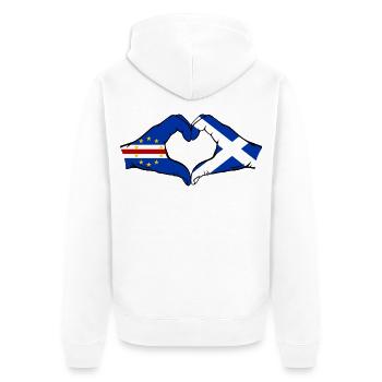 Kap Verde Schottland Flagge Hände Herzform - Unisex Premium Bio Zip Hoodie - Weiß - Hinten - Thijin (182cm)