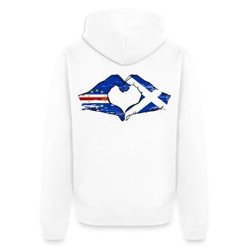 Kap Verde Schottland Flagge Hände Herzform used - Unisex Premium Bio Zip Hoodie - Weiß - Hinten - Thijin (182cm)