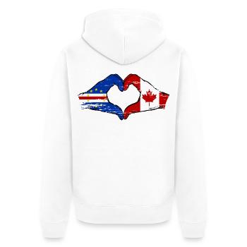 Kap Verde Kanada Flagge Hände Herzform used - Unisex Premium Bio Zip Hoodie - Weiß - Hinten - Thijin (182cm)