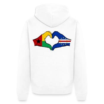 Cape Verde Guinea-Bissau Flag Hands Heart Shape - Unisex Premium Organic Zip Hoodie - white - Back - Thijin (182cm)
