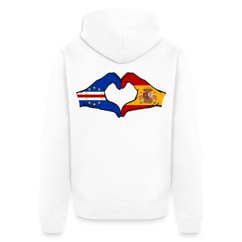 Kap Verde Spanien Flagge Hände Herzform - Unisex Premium Bio Zip Hoodie - Weiß - Hinten - Thijin (182cm)