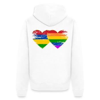 Mauritius Regenbogen Flagge Herz used - Unisex Premium Bio Zip Hoodie - Weiß - Hinten - Thijin (182cm)