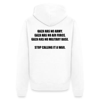 GAZA HAS NO ARMY - Unisex Premium Bio Zip Hoodie - Weiß - Hinten - Thijin (182cm)