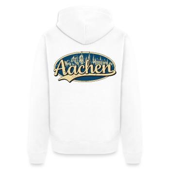 Aachen Vintage Stadtmotiv - Unisex Premium Bio Zip Hoodie - Weiß - Hinten - Thijin (182cm)