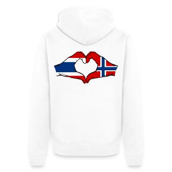 Thailand Schweden Flagge Hände Herzform - Unisex Premium Bio Zip Hoodie - Weiß - Hinten - Thijin (182cm)