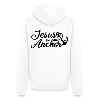 Jesus is my Anchor - Unisex Premium Bio Zip Hoodie - Weiß - Hinten - Thijin (182cm)