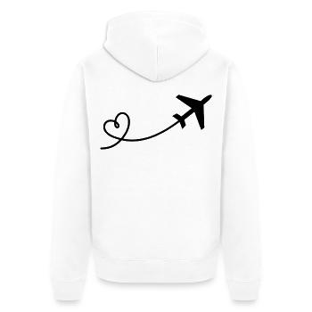 Flyer avion avec coeur en noir - Veste à capuche bio Premium Unisexe - blanc - Dos - Thijin (182cm)