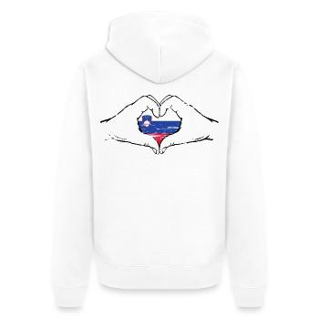 Slowenien Flagge Herzform used - Unisex Premium Bio Zip Hoodie - Weiß - Hinten - Thijin (182cm)