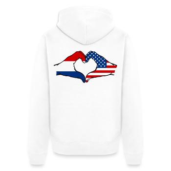 Holland USA heart shape with hands - Unisex Premium Organic Zip Hoodie - white - Back - Thijin (182cm)