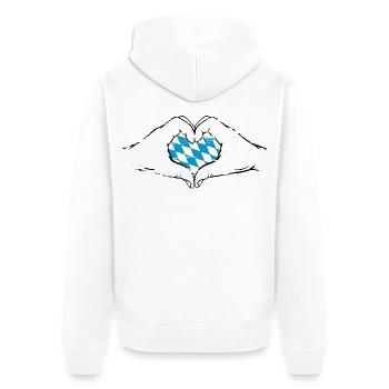 Drapeau de Bavière Aiguilles Forme de coeur Utilisé - Veste à capuche bio Premium Unisexe - blanc - Dos - Thijin (182cm)