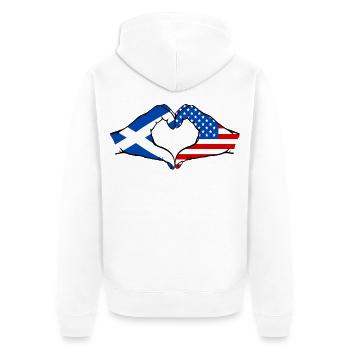 Schottland USA Flagge Hände Herzform - Unisex Premium Bio Zip Hoodie - Weiß - Hinten - Thijin (182cm)