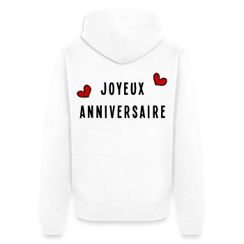 JOYEUX ANNIVERSAIRE - Veste à capuche bio Premium Unisexe - blanc - Dos - Thijin (182cm)