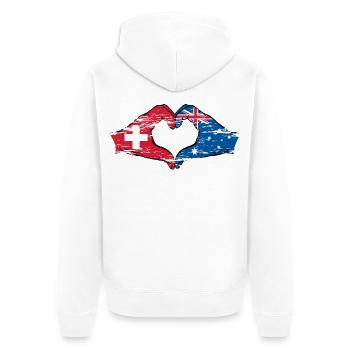 Schweiz Australien Flagge Herzform used - Unisex Premium Bio Zip Hoodie - Weiß - Hinten - Thijin (182cm)