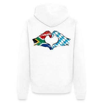 Afrique du Sud Bavière drapeau mains coeur utilisé - Veste à capuche bio Premium Unisexe - blanc - Dos - Thijin (182cm)