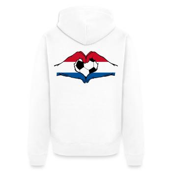Drapeau de football de Hollande mains en forme de coeur - Veste à capuche bio Premium Unisexe - blanc - Dos - Thijin (182cm)