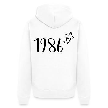 1986 - Unisex Premium Organic Zip Hoodie - white - Back - Thijin (182cm)
