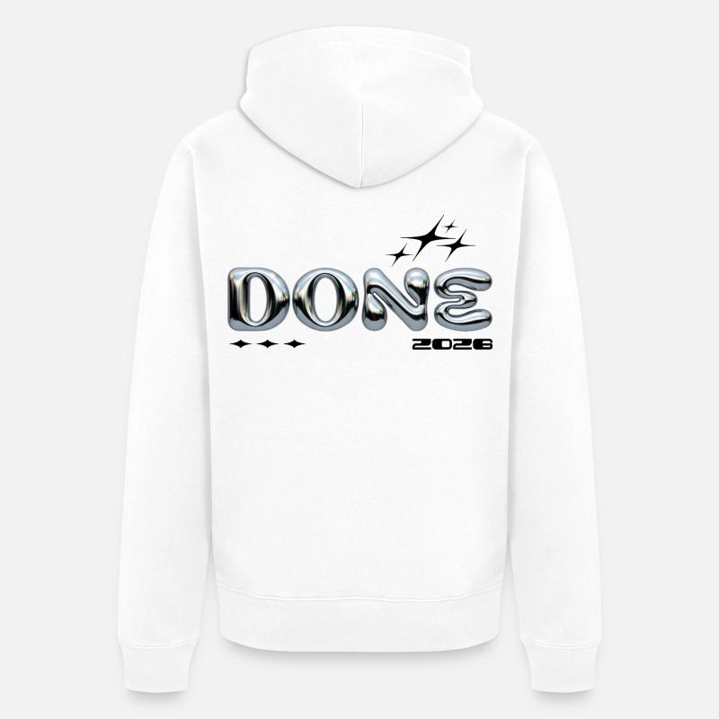 Lettres à bulles chromées TERMINÉES - Veste à capuche bio Premium Unisexe - blanc