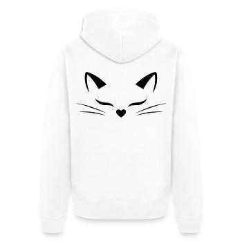 Cute Cat Face with Heart Nose | Line Art Style - Unisex Premium Bio Zip Hoodie - Weiß - Hinten - Thijin (182cm)