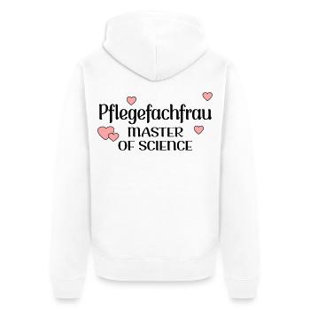 MASTERSTUDIUM PFLEGE - PFLEGEFACHFRAU - Unisex Premium Bio Zip Hoodie - Weiß - Hinten - Thijin (182cm)
