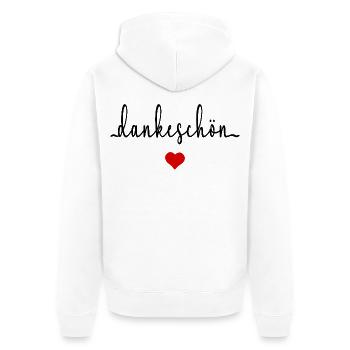 Danke Dankeschön Herz - Unisex Premium Bio Zip Hoodie - Weiß - Hinten - Thijin (182cm)