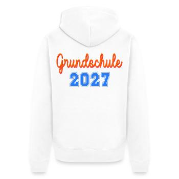 Einschulung Grundschule 2027 - Unisex Premium Bio Zip Hoodie - Weiß - Hinten - Thijin (182cm)
