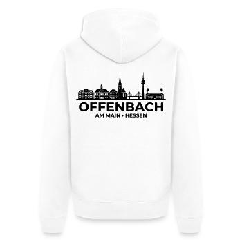 Offenbach Skyline Blocksilhouette Hessen - Unisex Premium Bio Zip Hoodie - Weiß - Hinten - Thijin (182cm)