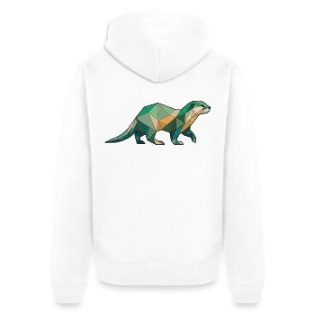 Walking Poly Otter - Unisex Premium Bio Zip Hoodie - Weiß - Hinten - Thijin (182cm)
