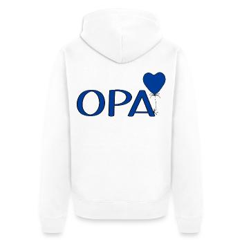 Opa Luftballon Herz - Unisex Premium Bio Zip Hoodie - Weiß - Hinten - Thijin (182cm)