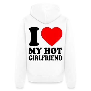 I love my girlfriend - Unisex Premium Bio Zip Hoodie - Weiß - Hinten - Thijin (182cm)